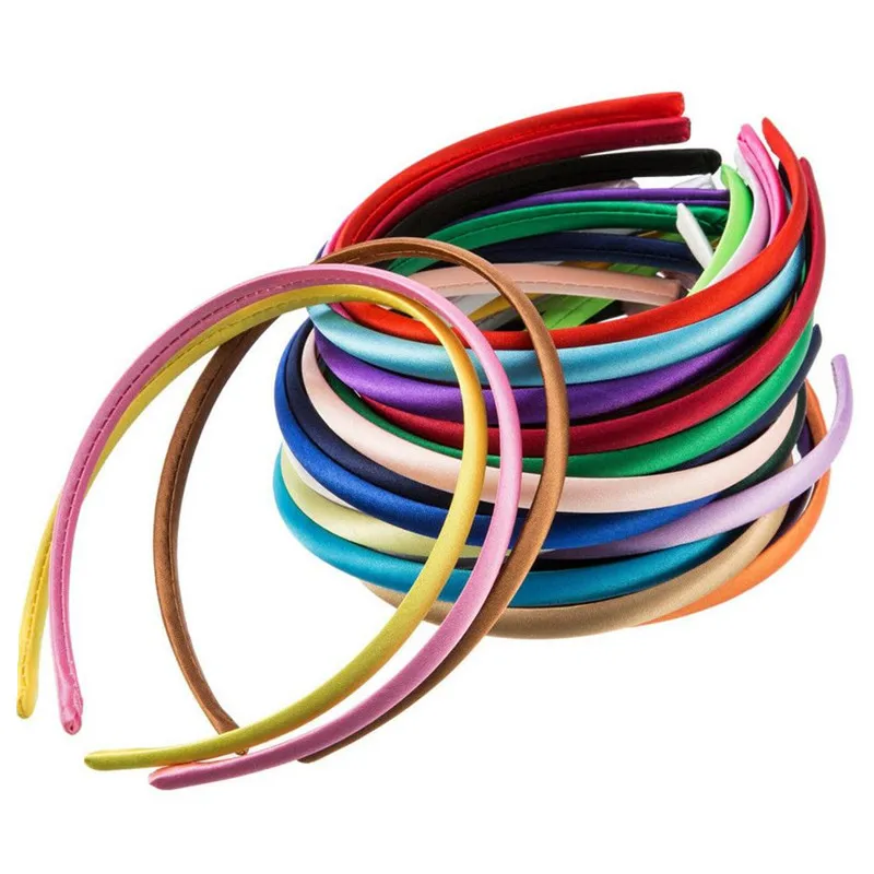 Wiipu 10 mm Baby Girl Satin Headbands Ribbon Covered 36 cm Perimeter ond bag 50pcs/lot