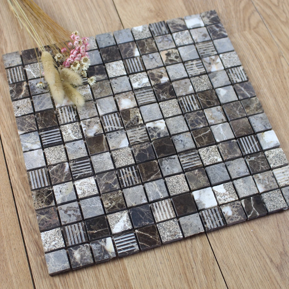 Factory price dark emperador brown marble mosaic tile of China National Standard