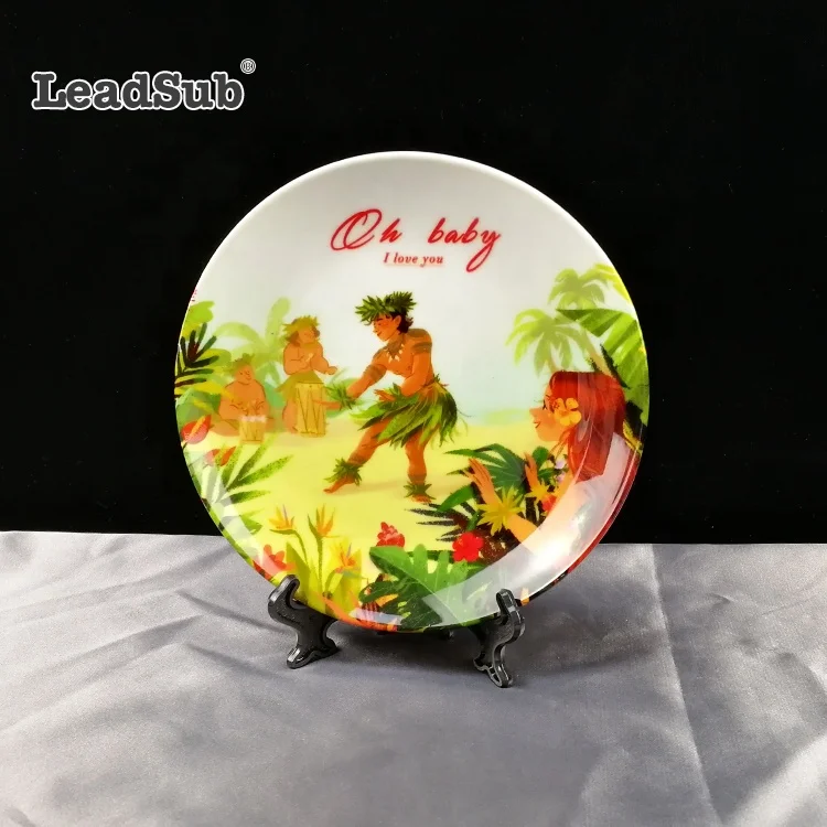 Wholesale bulk sublimation custom unique design printed round ceramic plates