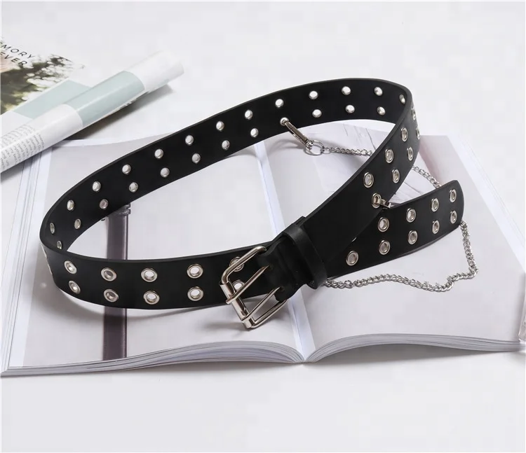 wholesale Double exhaust eye design waist belt for ladies fashion belt chain punk rivet decoration