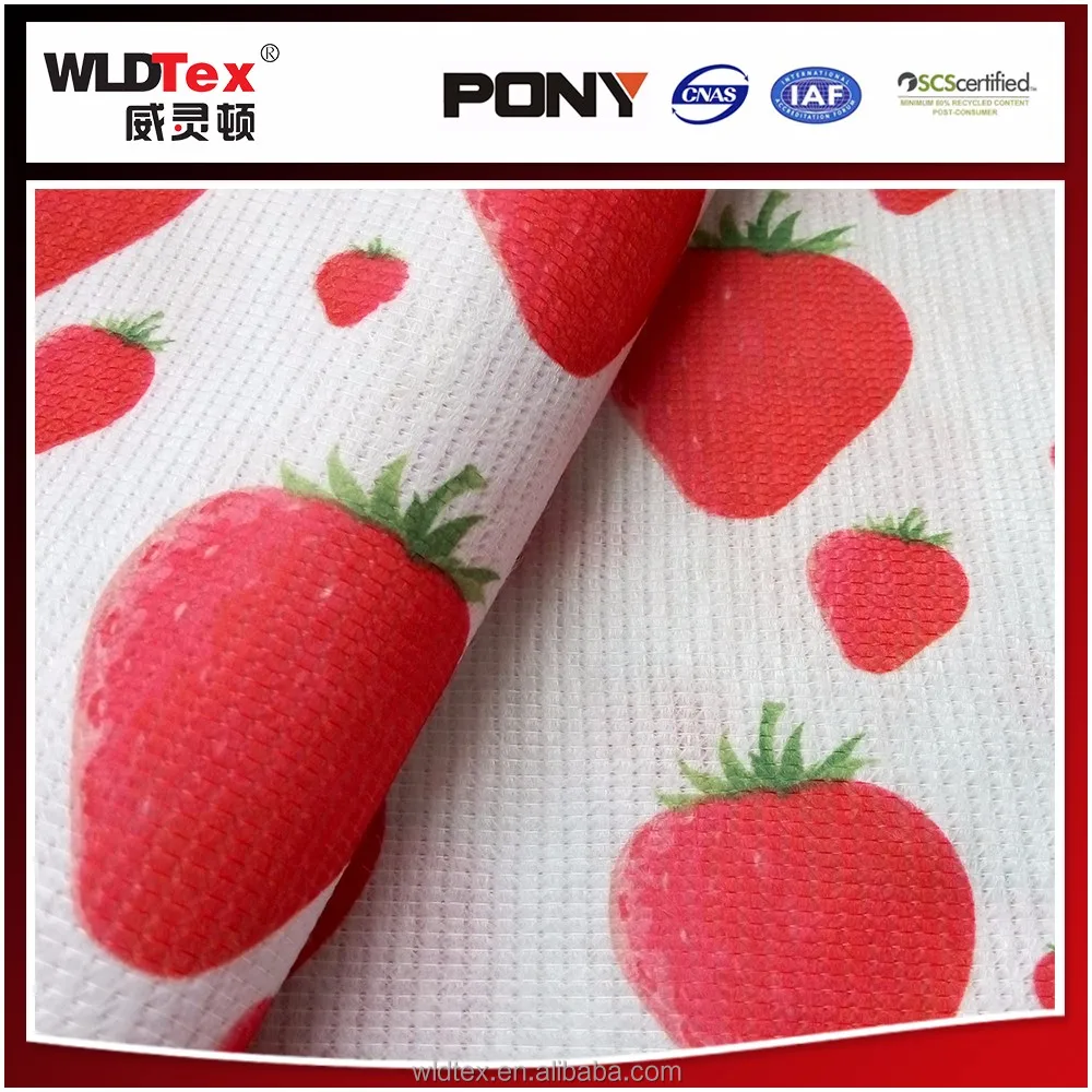 Пользовательские клубника печатных водонепроницаемый полиэстер ткани для сумки