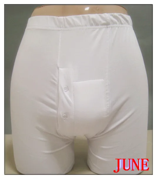 Оптовая продажа на alibaba, медицинское оборудование, мужское нижнее белье из 100% хлопка для недержания мочи с подушечкой для фиксации