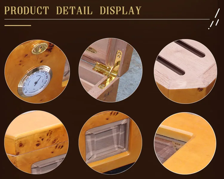 Luxury Plastic Cigar Box with Wooden Humidor Custom Logo Lacquer Technique for Gift Packaging Storage