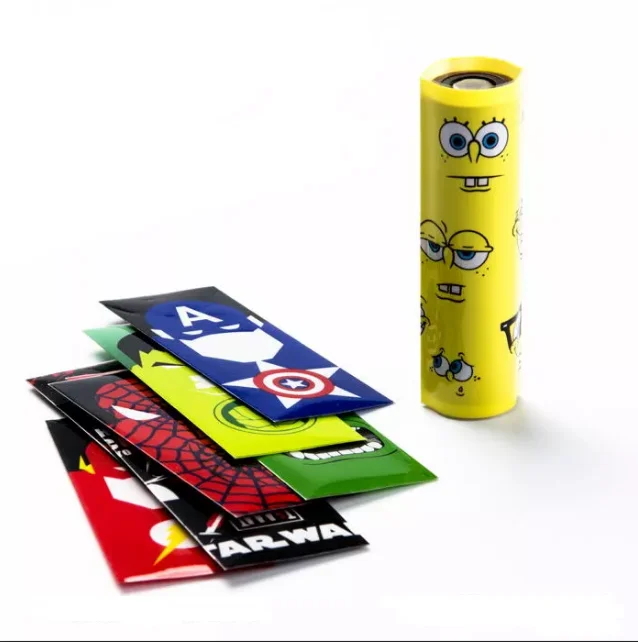 Multiple Colors PVC Wrapper 18650 Battery Heat Shrink Wrap With Cartoon Printing