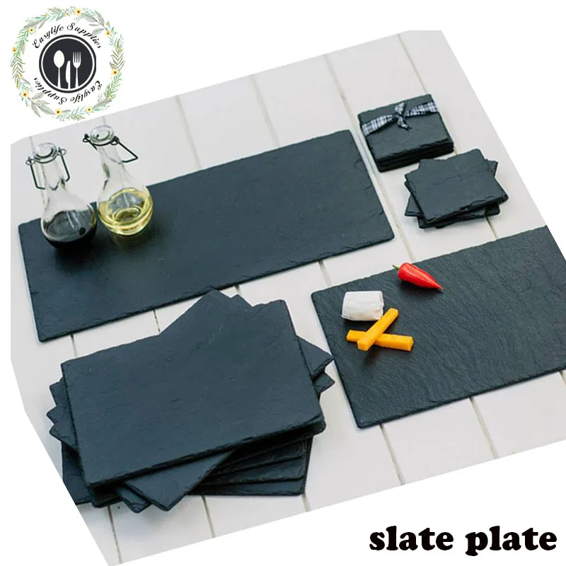high quality 30*20cm black slate cheese board with certification
