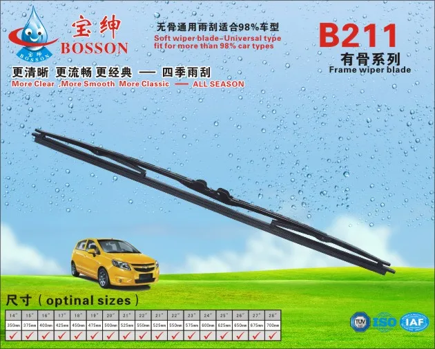 China Wholesale hot selling products car accessory Bosson Type windshield universal silicone metal wiper blade with spoiler