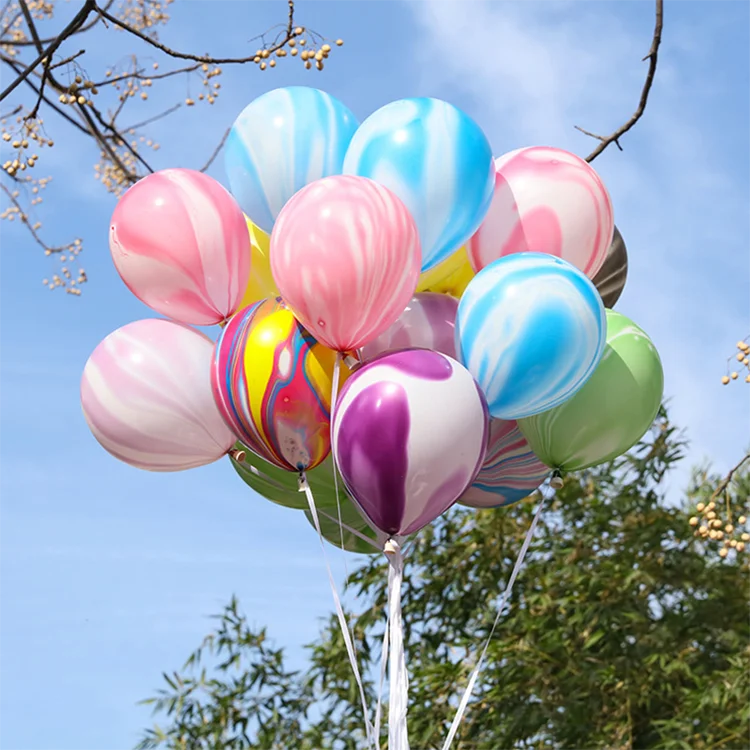 Amazon Hot Sale 10 Inch Colorful Latex 2.3g Baby Shower Birthday Party Wedding Decoration Agate Marble Striped Balloons