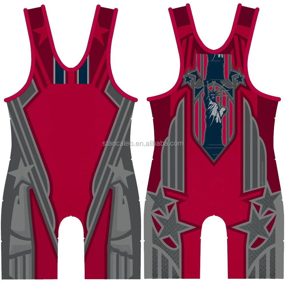 
Stan Caleb latest reversible modified red blue wrestling singlets design 