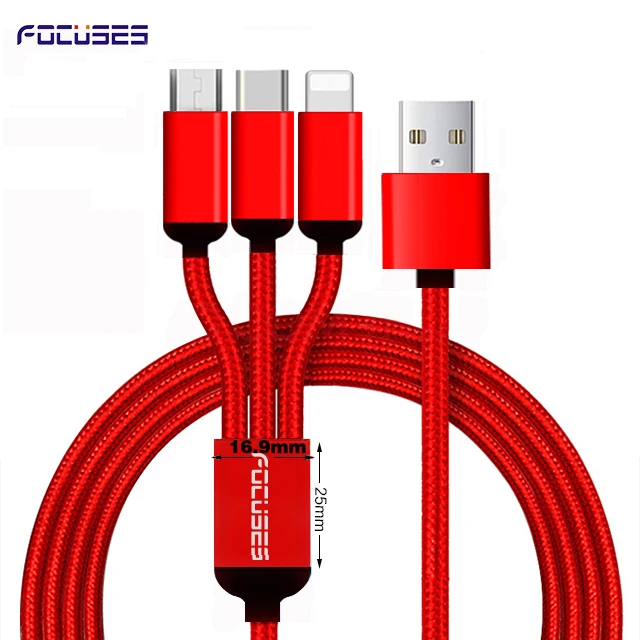 Многофункциональный зарядка usb разъем линии передачи данных USB кабель micro Тип c 3 в 1 для iPhone и Android