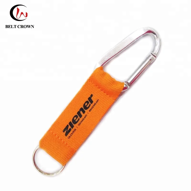 Factory supply custom carabiner with strap and keyring