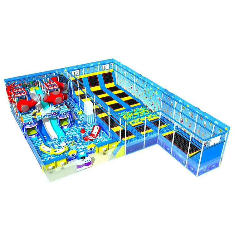 Best selling eco-friendly commercial trampoline park indoor playground with slide