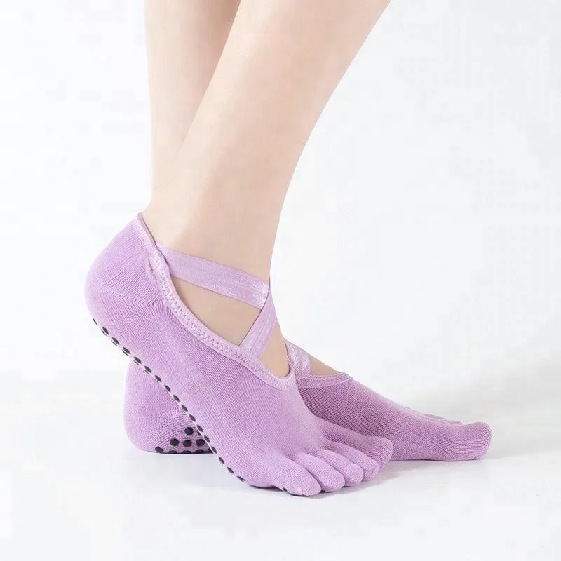 Высококачественные пластиковые нескользящие носки с пятью пальцами для йоги