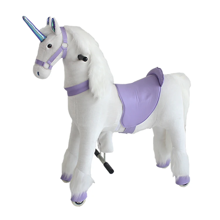 unicorn horse pedal pony riding plush toys stuffed animals on wheels