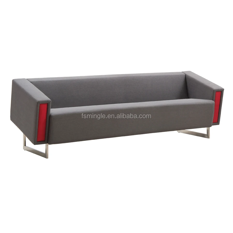 Inexpensive Fabric PU Leather Office Sofa with Stainless Base