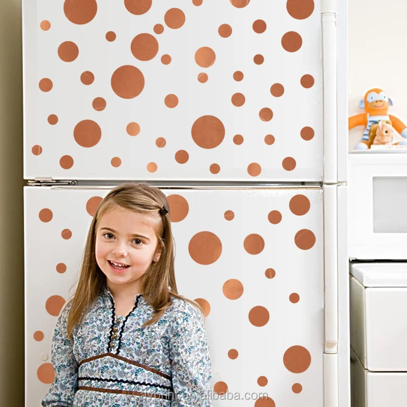 HM51010 Gold Copper Circle Wall Decal DIY Gold Dot Sticker