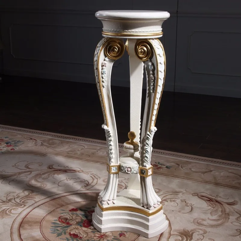 French baroque furniture vase stand handwork gilding golden foil royalty living room furniture