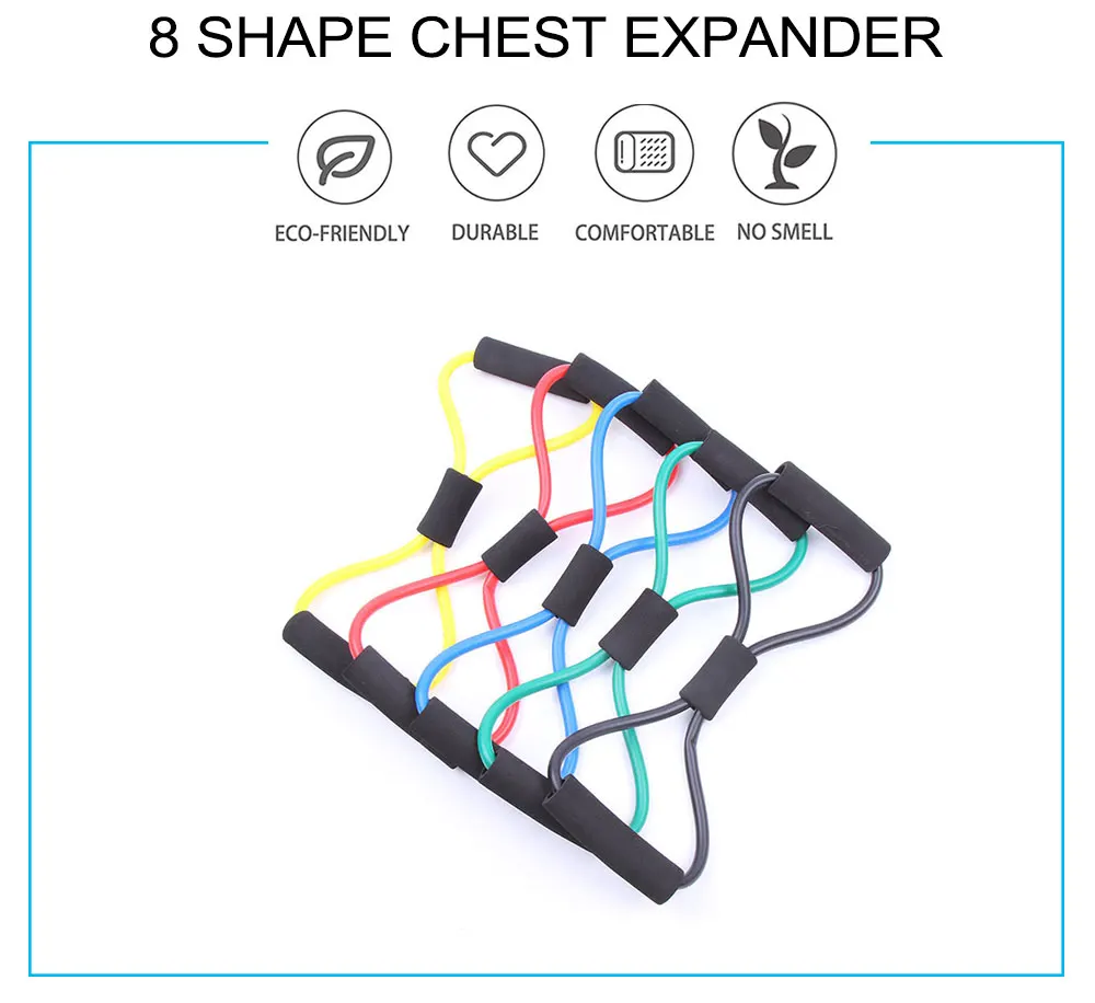 colorfully workout bands resistance bands stretch rope 8 shaped elastic tension rope chest expander for yoga pilates sport fitne