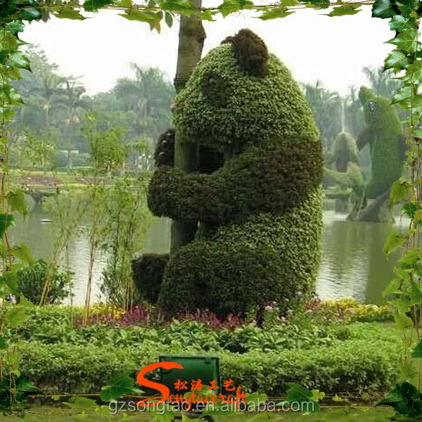 Home Designs Artificial Plant Vertical Garden with panda Topiary