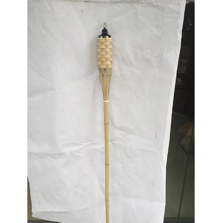 
Outdoor 150 CM Bamboo Torch Tiki Torch With Weaving Black Color Canister Natural GardenTorch 