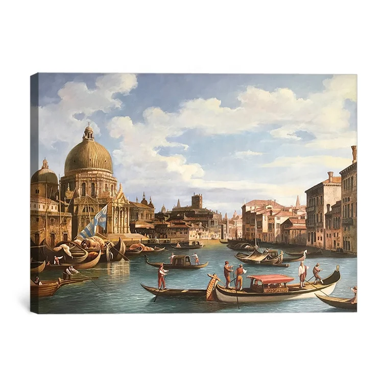 Hand painted Venice boats canvas oil painting for wall art decoration