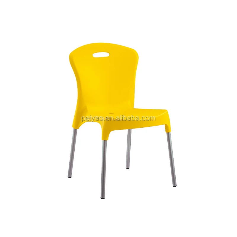 China Supplier PP and aluminum legs Green plastic Chair for sale