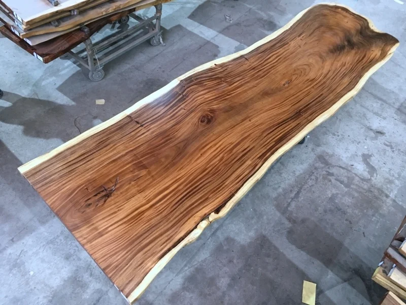 16ft long walnut parota wood slab large size 12 seater live edge dining table