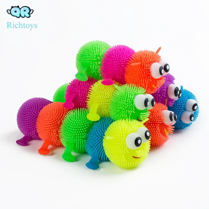 Promotional LED light TPR material puffer worm ball