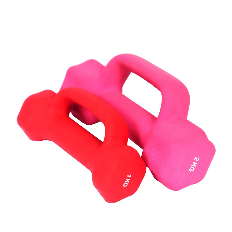 Gym equipment colorful dipping dumbbell D shape vinyl dumbbell with handle