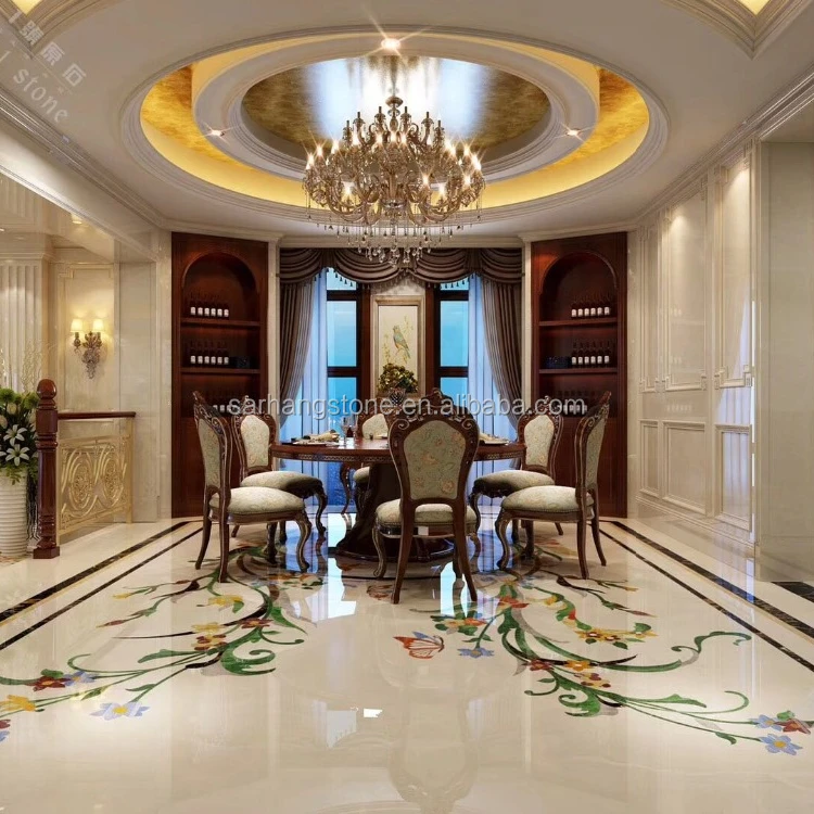 flower water jet marble flooring pattern