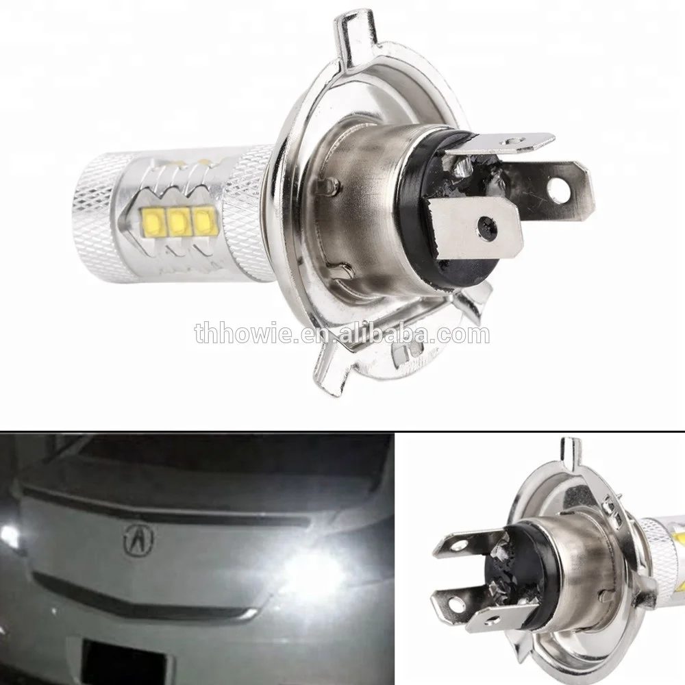 High Power H4 Led High Low Beam 80W Car Headlight Bulb 6000K White 12 volt Automotive Led Head lights H4 Auto Fog Lamp With Lens