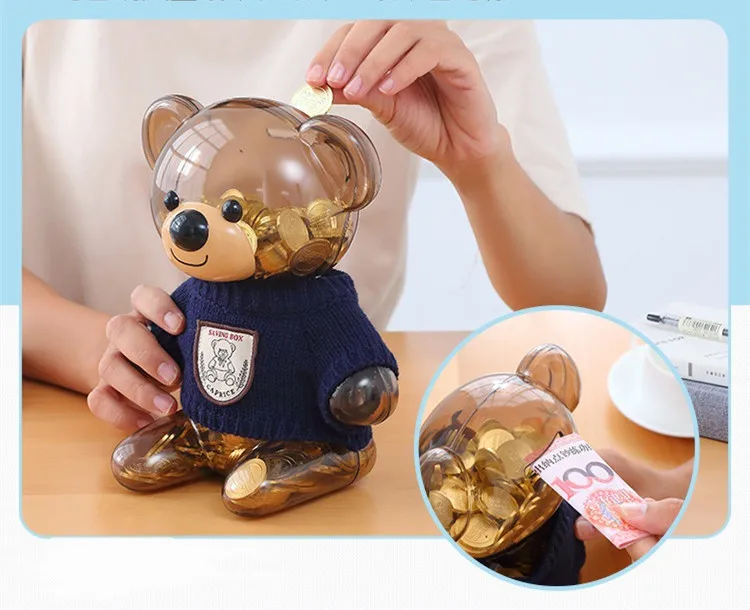 Персонализированная копилка с милым медведем, рекламная копилка с мультяшным медведем, копилка с медведем, копилка