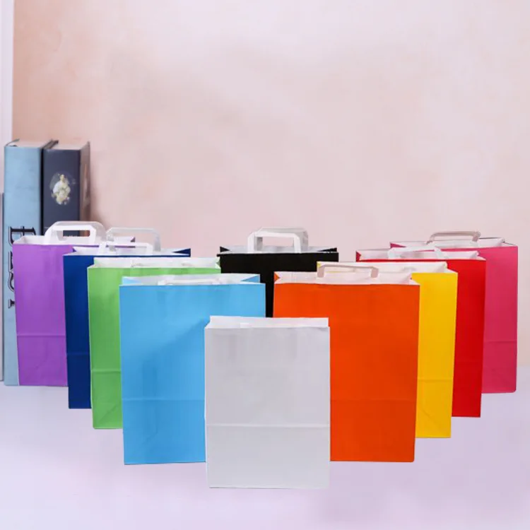 Экологически чистый пакет из крафт-бумаги конфетного цвета индивидуальный для покупок подарочный