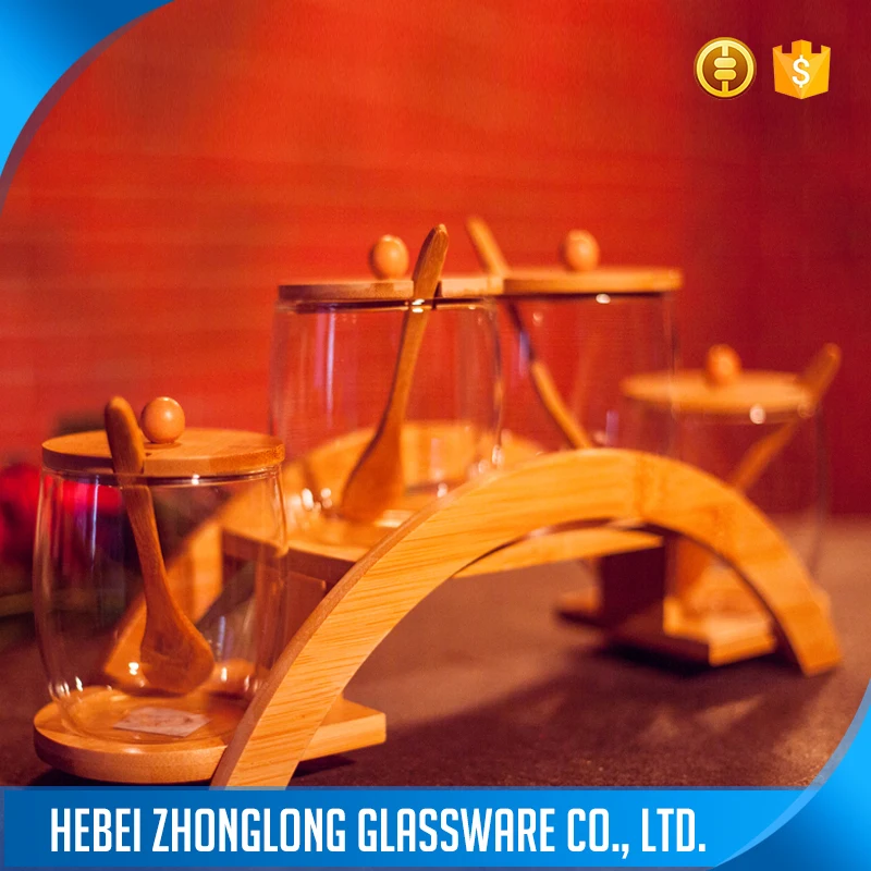 hot sale!!! Kitchen helper glass storage container for honey condiments Glass Storage Jar Set Glass Tank for kitchen Utensil OEM