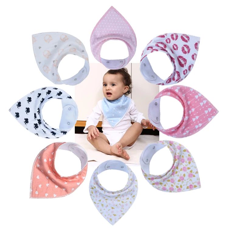 
Amazon hot selling soft unisex Baby Bandana Bib Set 4/8-Pack high quality organic cotton bib with teether 