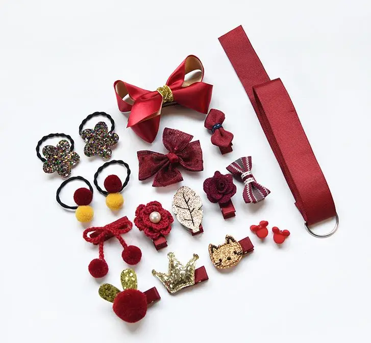 Детские комплекты аксессуаров для волос, милая Подарочная коробка для девочек, кожаная лента, Шпилька для волос