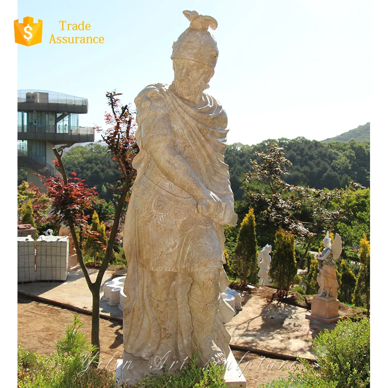 Greek Warrior Antique Marble Stone Statue Carving