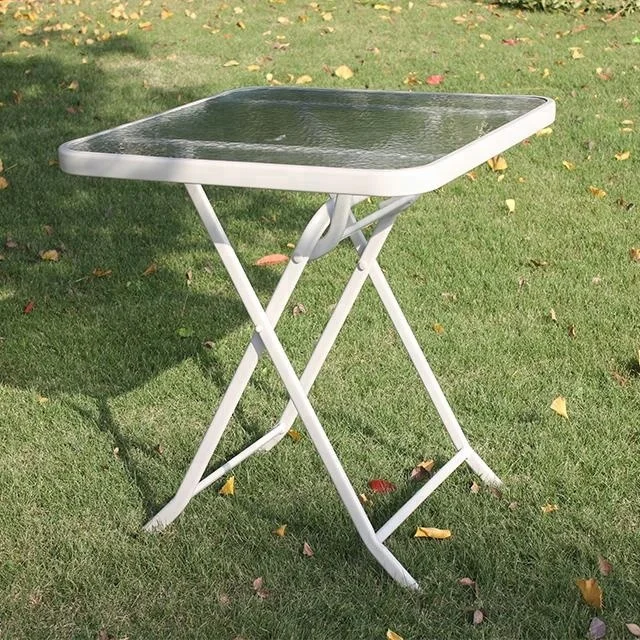 Outdoor Folding Square Bistro Glass Table 70x70cm