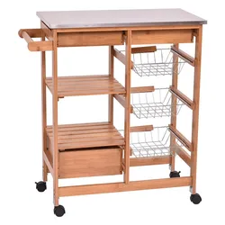 Hot Selling Wholesale Multiple Size Home Furniture Food Delivery Car Dining Bamboo Kitchen Trolley