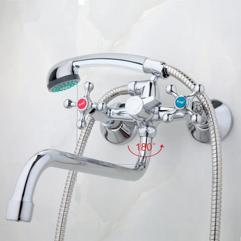Смеситель для ванны и раковины FRAP, смесители для душа двойного назначения, латунный Смеситель для раковины с двойной ручкой F2208