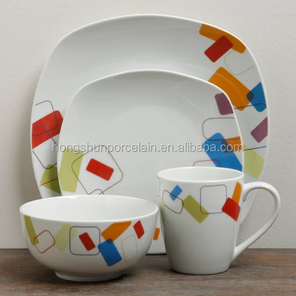 Most popular design ceramic dinnerware sets 16 pieces white porcelain dinner set