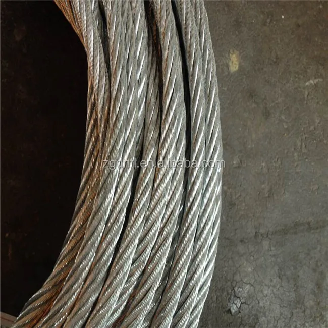 7x7 1x7 AiSi Round Strand Steel Wire Rope For Cableway Galvanized Steel Wire Rope