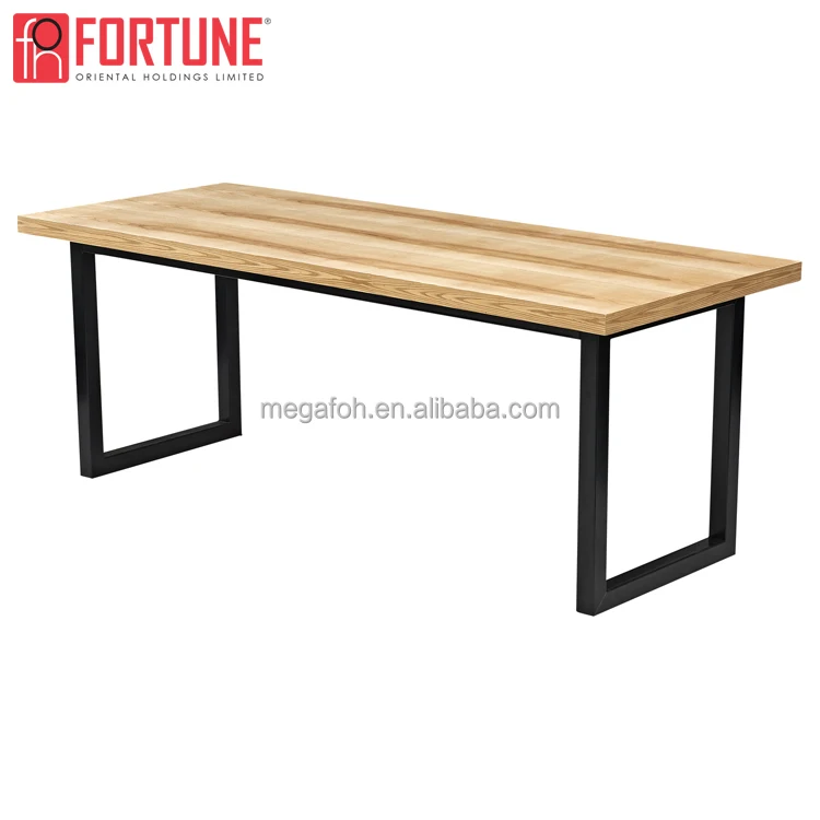 Деревянный Прямоугольный Обеденный стол с металлическими