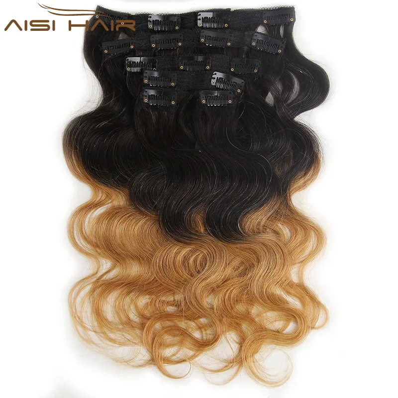 Wholesale Price Natural Black 100%  Human Hair Brazilian Clip In Hair Extensions
