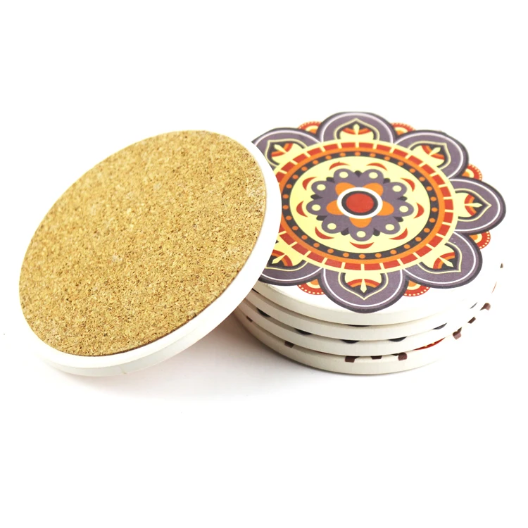 2021 New product unique coaster with cork back custom ceramic coasters for Table Decoration low price supply