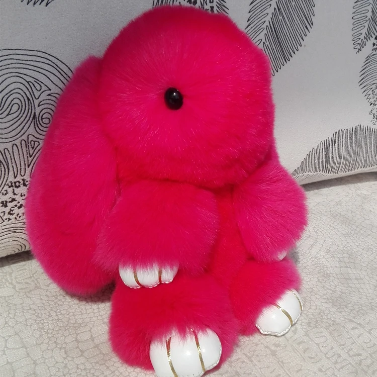 Wholesale fake rabbit fur pompom bag decorative charm keyring bunny keychain