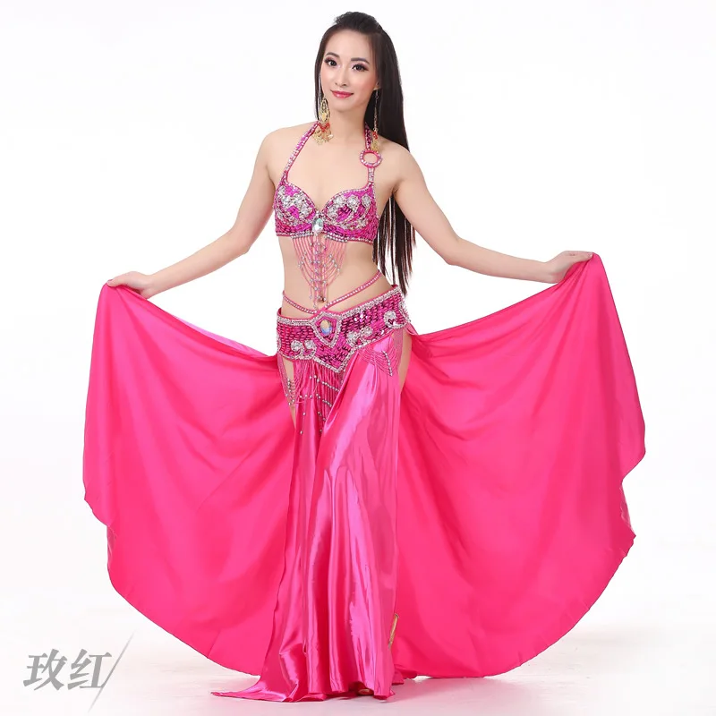 BestDance Professional Belly Dancer Costume Arabic Belly Dancing Beaded Bra Top Skirt Suit Outfit