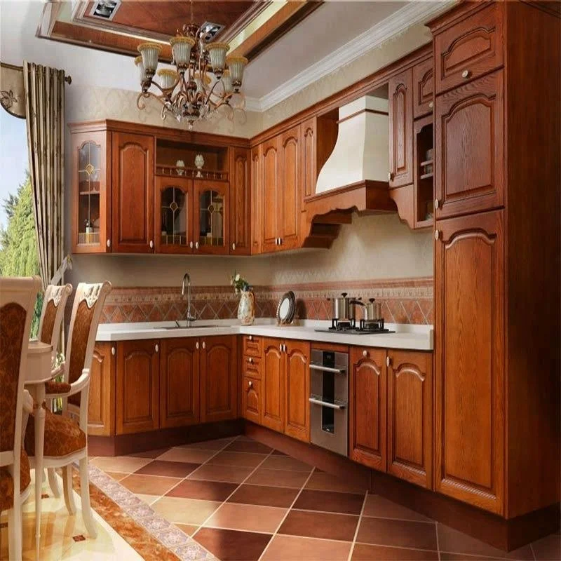 
luxury prefab house Classical Natural Oak Kitchen Cabinets 