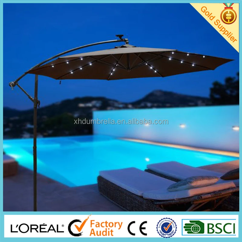 aluminium patio umbrella with led light for garden umbrella and beach umbrella