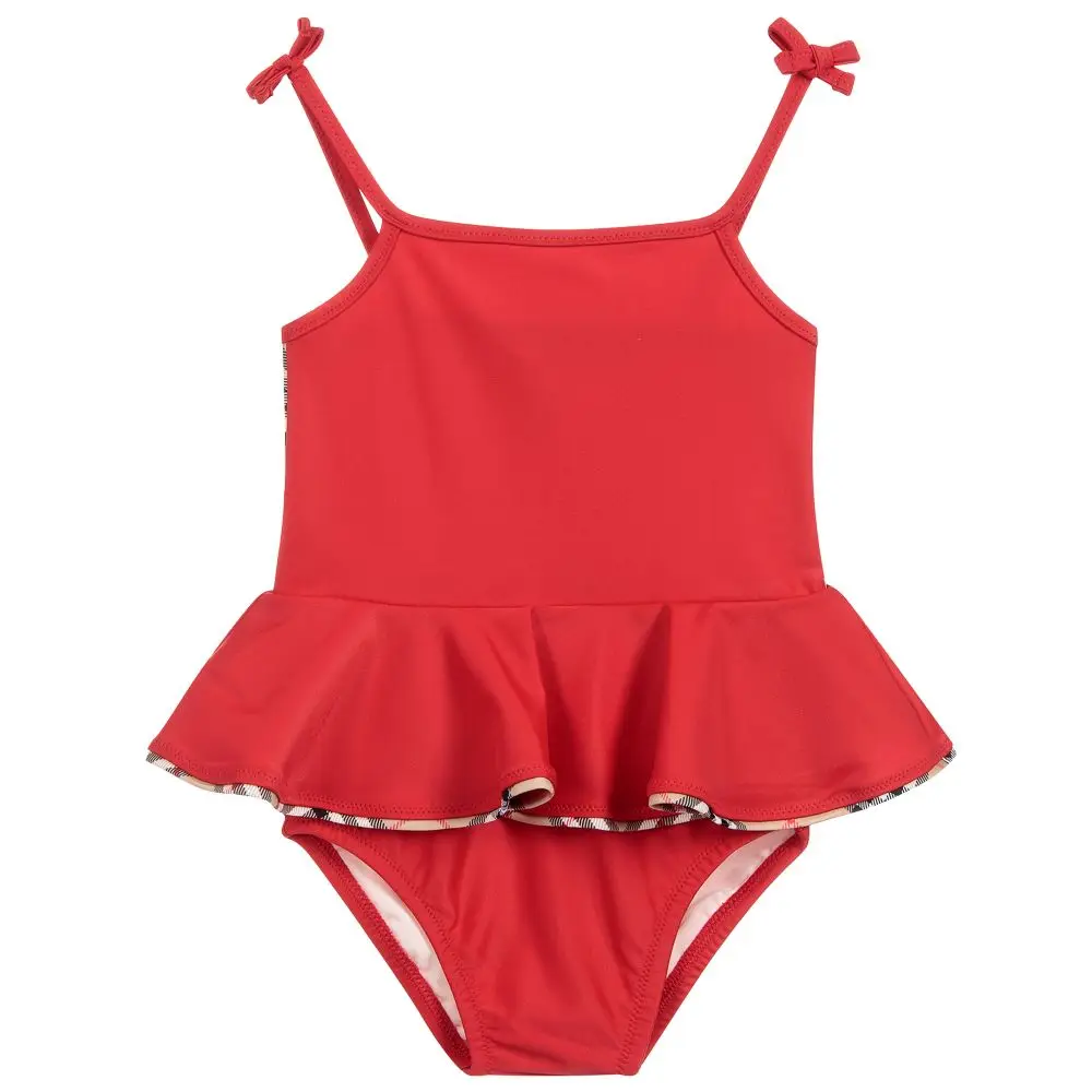 Рождественский красный оранжевый детский купальный костюм пляжная одежда купальник вечерняя солнцезащитное платье для