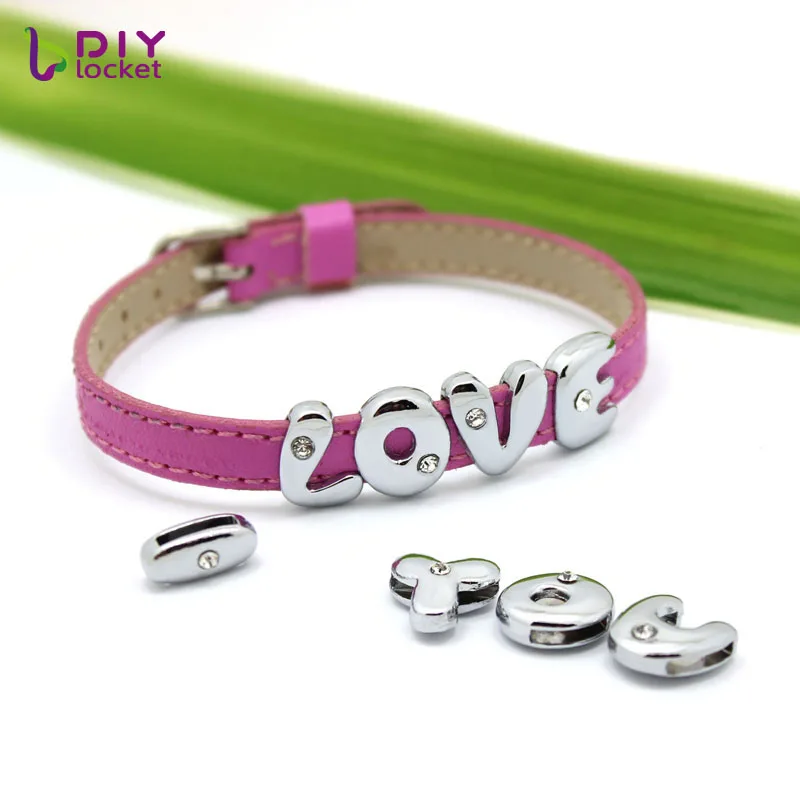 Wholesale Alloy Slide Letters For 8mm Charms Leather Bracelets And Dog Collars,accept Custom Slide Charms